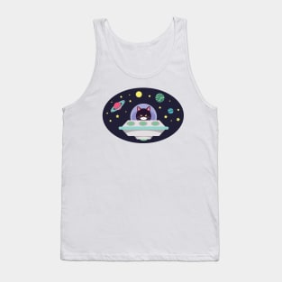 Grumpy UFO Space Invader Cat Tank Top